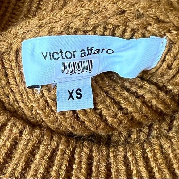 VICTOR ALFARO Wool Blend Chunky Knit Wide Sleeve‎ Colorblock Mockneck Sweater XS - Picture 6 of 7